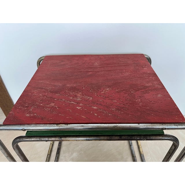 Bauhaus Colored B9 Nesting Tables attributed to Marcel Breuer, 1928, Set of 4 For Sale - Image 15 of 16