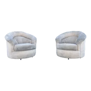 1970s Mid Century Barrel Chairs Styled After Milo Baughman - a Pair