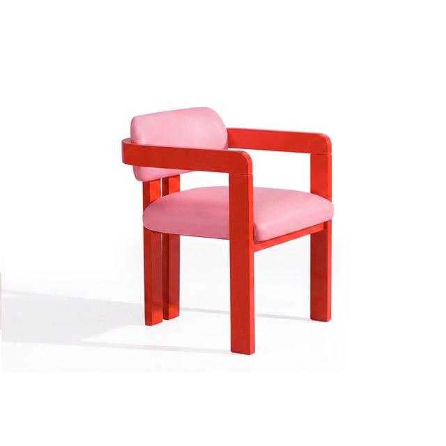 Contemporary Vértigo Dining Chair in Pink Velvet from Moanne For Sale - Image 3 of 6
