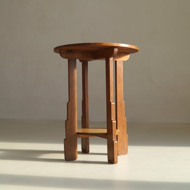 Dutch Amsterdam School Art Deco Stepped Side Table with Ball Feet, 1920s For Sale - Image 9 of 16