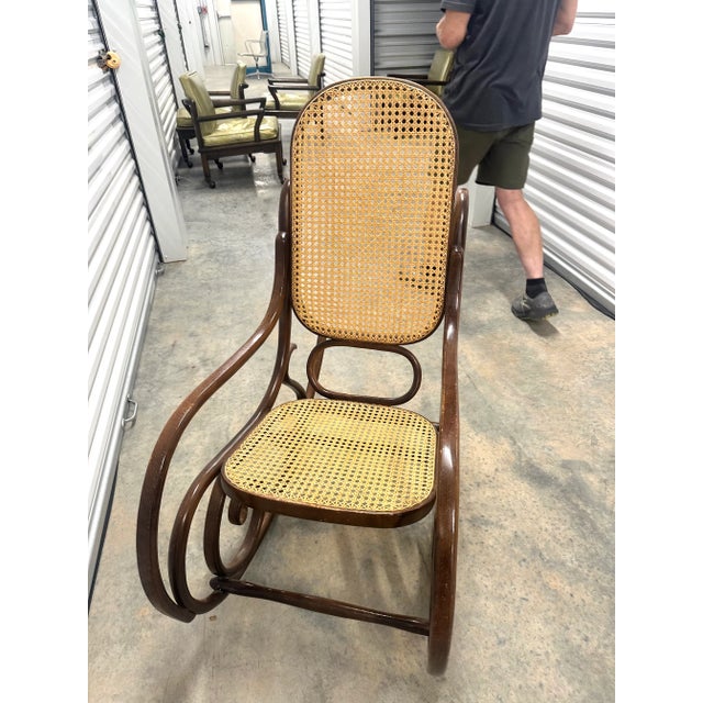 Wood Thonet Bentwood Rocking Chair Hand Caned Seat | Poland For Sale - Image 7 of 7