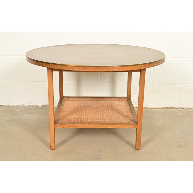 Paul McCobb Irwin Collection Mahogany, Brass, and Cane Leather Top Coffee Table, 1950s For Sale - Image 9 of 9
