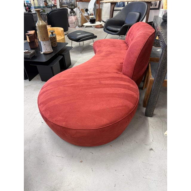 Vladimir Kagan Zoe Sofa for American Leather in Cinnabar Ultrasuede For Sale - Image 9 of 16