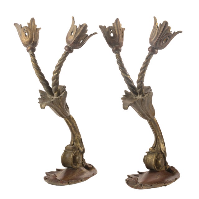 Italian Giltwood Sconces, 1980s, Set of 2 For Sale