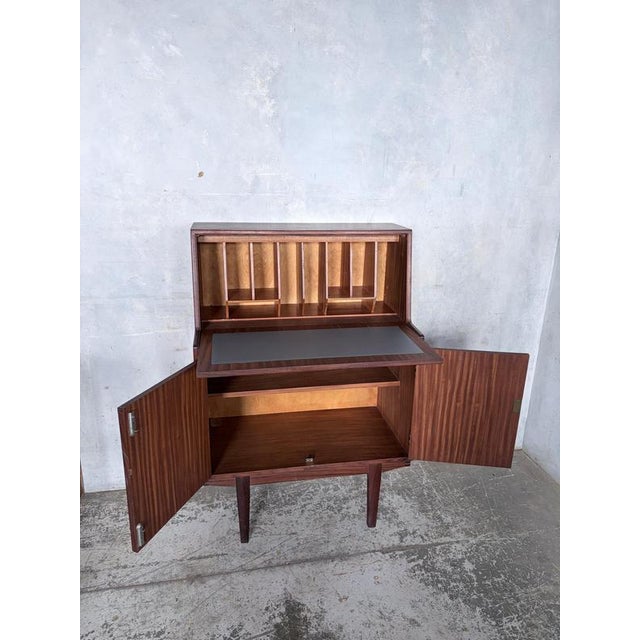 Mid-Century Modern Walnut and Teak Secretaire For Sale - Image 3 of 11