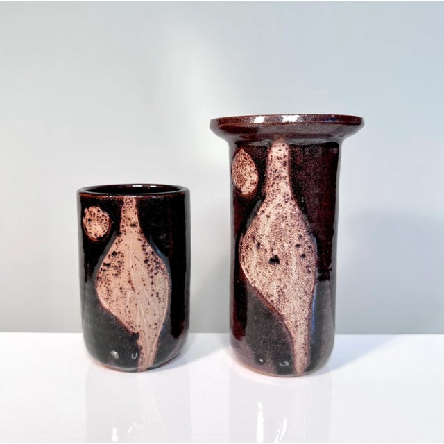 Modern Danish Studio Ceramic Art Vases from Ravnild Denmark, 1970s, Set of 2 For Sale - Image 9 of 9