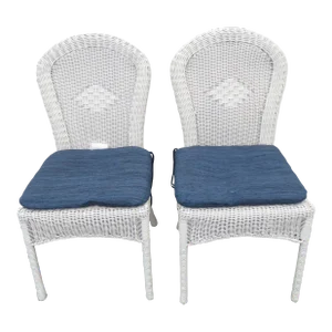 Hollywood Regency Vintage Painted Bamboo Side Chairs a Pair