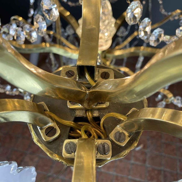 Large Italian Crystal and Brass Chandelier, 1950s For Sale - Image 17 of 18