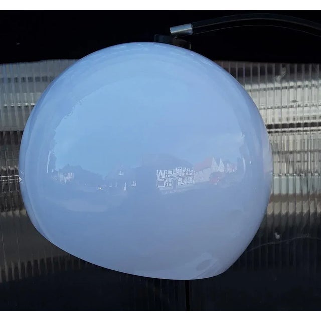 Vintage Adjustable German Arch Lamp from the 1970s with a Black Painted Metal Frame and White Plastic Screen, Unkns For Sale - Image 6 of 8