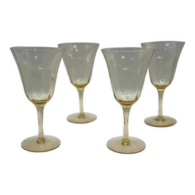Set of 4 Vintage Yellow Water Glasses For Sale