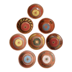 Vintage Hand Painted Mexican Serving Bowls Set of 8