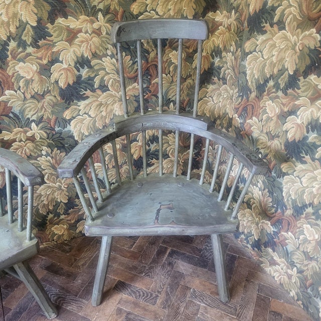 Set of Primitive Welsh Elm Comb-Back Chairs, 1900 For Sale - Image 11 of 13
