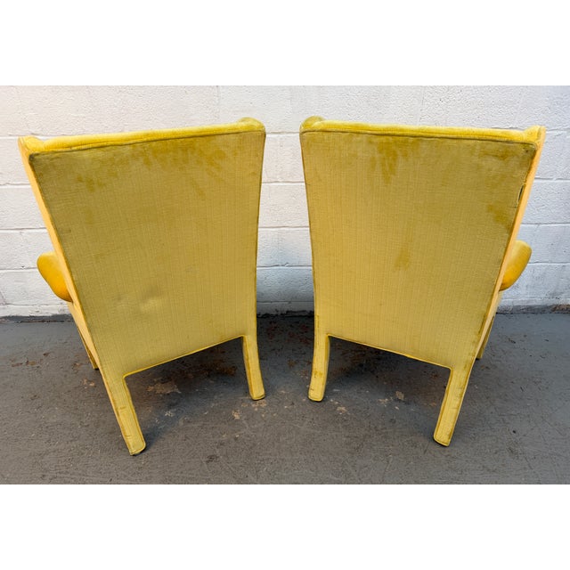 Yellow Pair of Vintage Hollywood Regency Style Wingback Armchairs by Beachley For Sale - Image 8 of 15