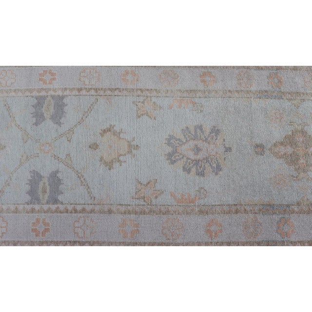 Textile Long Turkish Oushak Runner in Ivory With Faded Green and Terracotta 2'10 X 21'0 For Sale - Image 7 of 13
