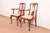 Queen Anne Stickley Queen Anne Carved Solid Cherry Wood Armchairs, Pair For Sale - Image 3 of 15