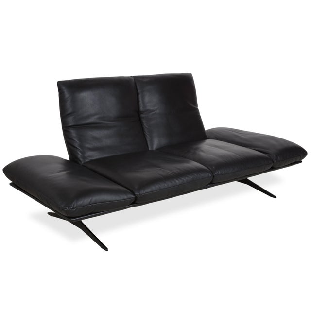 Francis Leather Two-Seater Black Manual Function Sofa from Koinor For Sale - Image 5 of 18