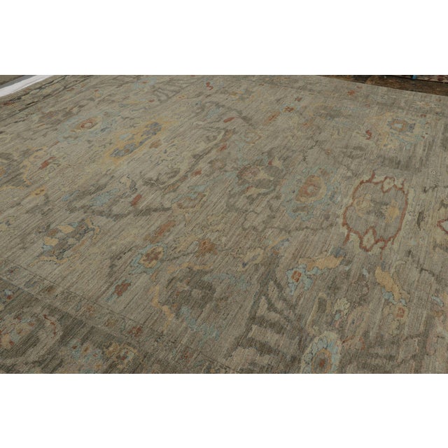 2010s Rug & Kilim’s Oversized Oushak Style Rug in Blue and Beige-Brown With Florals For Sale - Image 5 of 11