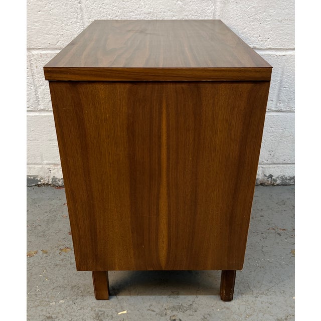 Mid-Century Modern Walnut Cabinet Nightstand With Cane Doors For Sale - Image 11 of 13
