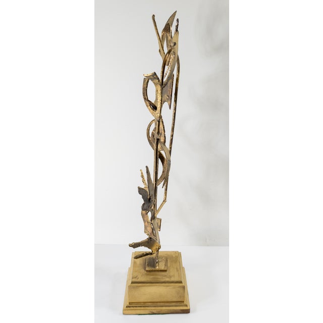 Mid-Century Modern Gold Painted Brutalist Metal Sculpture For Sale In New York - Image 6 of 7