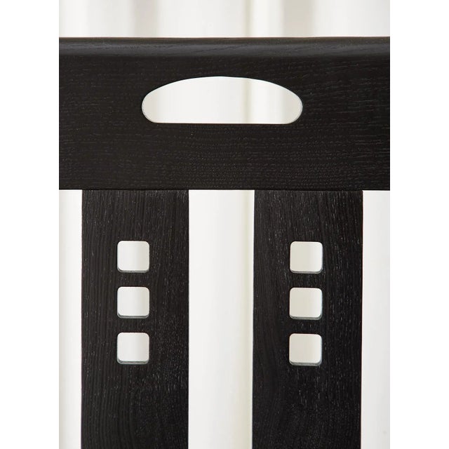 Textile Set of Six Mackintosh Style High Back Ebonized Dining Chairs For Sale - Image 7 of 13