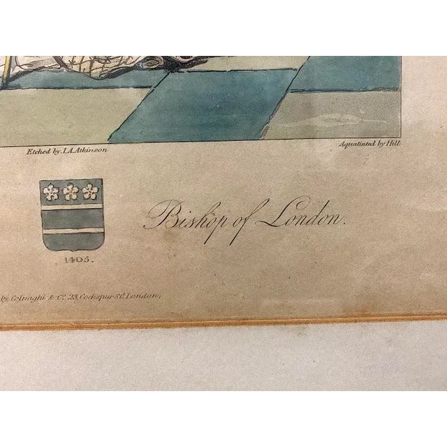 Early 19th Century Antique Hand Colored Etching and Aquatint, Rojer Walden, Bishop of London, 1813 For Sale - Image 5 of 10