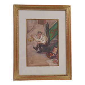 1980s Original Listed Artist Don Freeman "Old Man" Gouache Painting Illustration Art