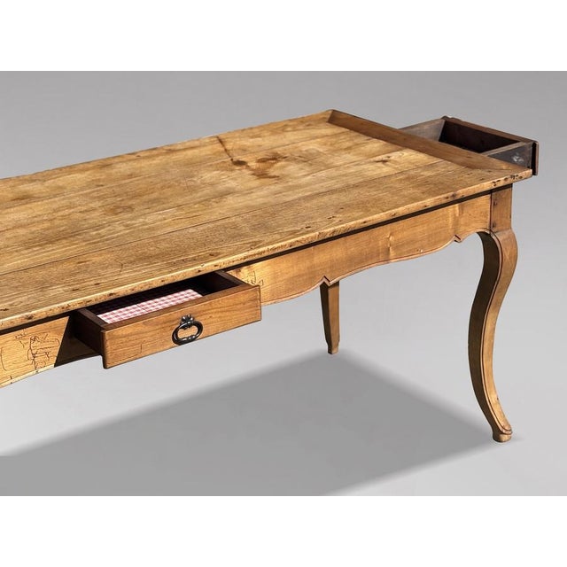 Mid 19th Century Antique French Farmhouse Kitchen Table in Fruitwood, 1860 For Sale - Image 5 of 11