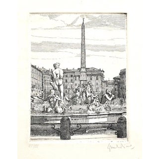 Giuseppe Malandrino, Navona Square, Etching, 1970s For Sale