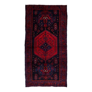 Mid-Century Hand-Knotted Vintage Kurdish Wool Runner Rug With Tribal Geometric Medallions For Sale