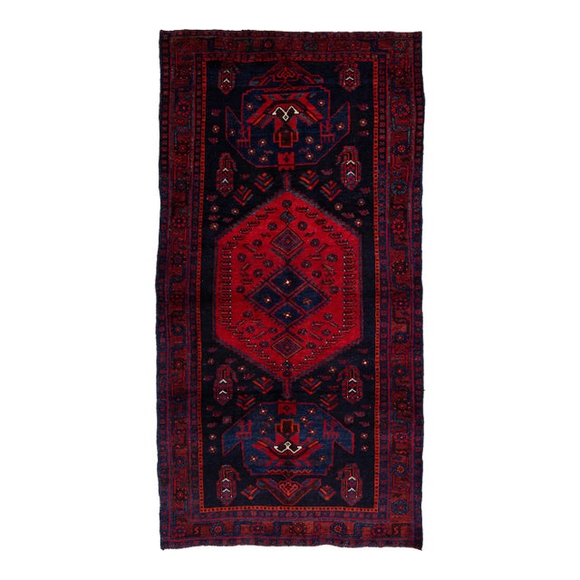 Mid-Century Hand-Knotted Vintage Kurdish Wool Runner Rug With Tribal Geometric Medallions For Sale