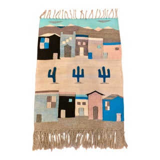 Vintage Southwestern Handwoven Textile Tapestry For Sale