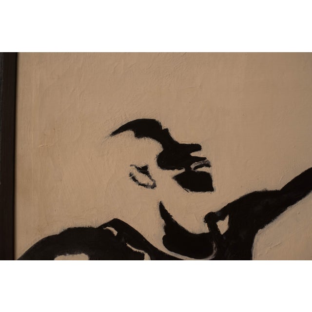 1960s Vintage Large Abstract Basketball Black and White Canvas Wall Art Painting For Sale - Image 5 of 14