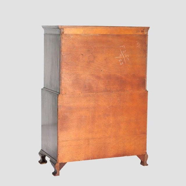 Floral Painted Chinese Chippendale Mahogany Six Drawer Highboy Chest C1920 For Sale - Image 9 of 18