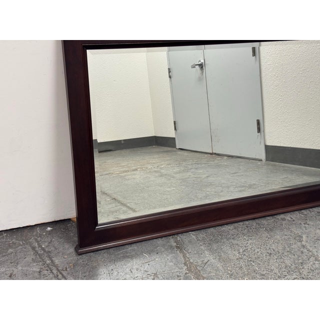 Traditional Restoration Hardware Michaels Furniture Beveled Wood Mirror For Sale - Image 3 of 12