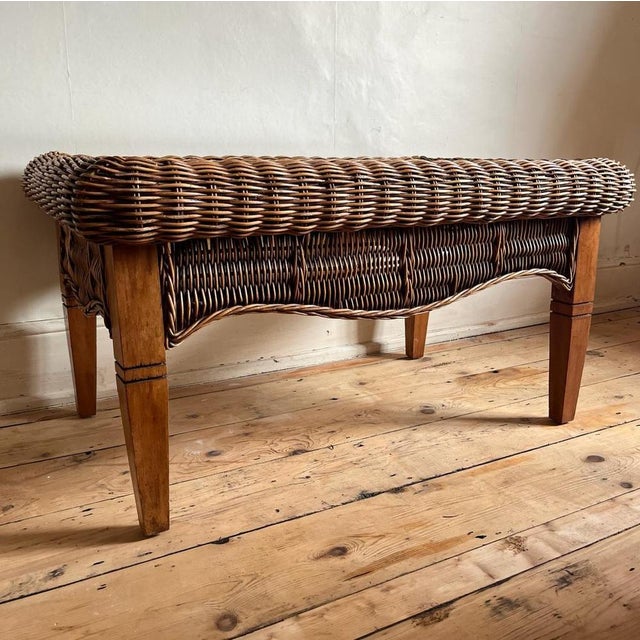 Brown Vintage Brown Wicker Table For Sale - Image 8 of 12