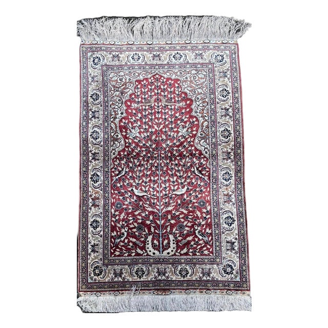 Vintage Kayseri Silk Oriental Rug, 1960s For Sale