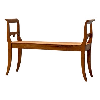 Biedermeier-Style Cherrywood Bench, 1930s For Sale
