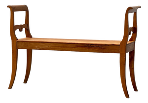 Biedermeier-Style Cherrywood Bench, 1930s