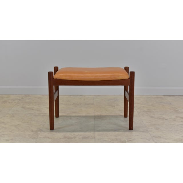 Brown Mid Century Danish Leather Footstool Attributed to Spottrup Mobelfabrik For Sale - Image 8 of 18