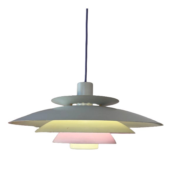 White and Purple Metal Louvered Lamp by Formlight, 1970s For Sale