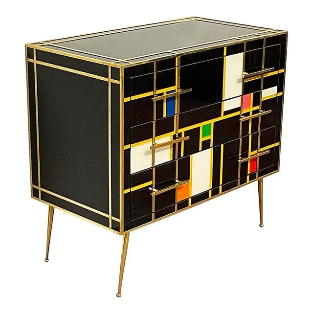 Vintage Black Glass Dresser For Sale - Image 3 of 7