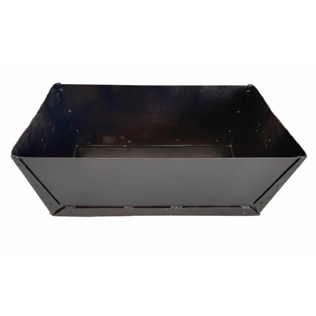 Metal Mid 20th Century Hand-Forged Riveted Iron Trough Vessel in Blackened Steel Finish For Sale - Image 7 of 12