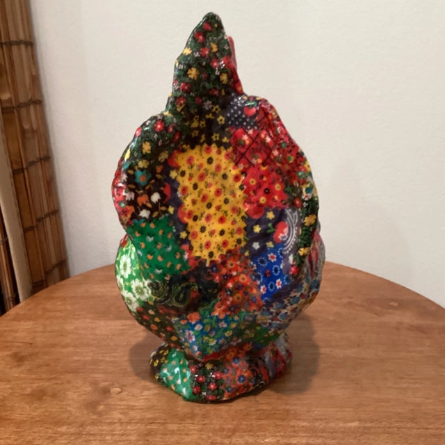 Mid Century Large Colorful Decoupage Roster Folk Art For Sale - Image 4 of 13