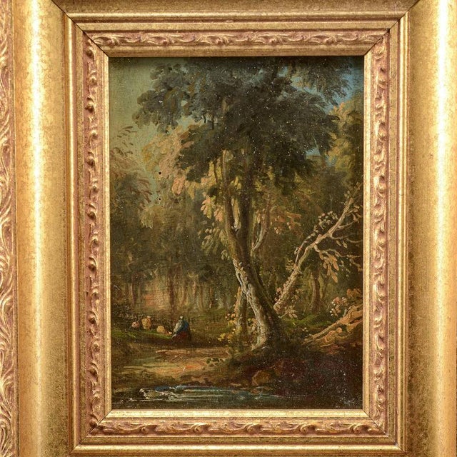Miniature Landscape Oil Painting on Wood, 19th Century For Sale - Image 4 of 10