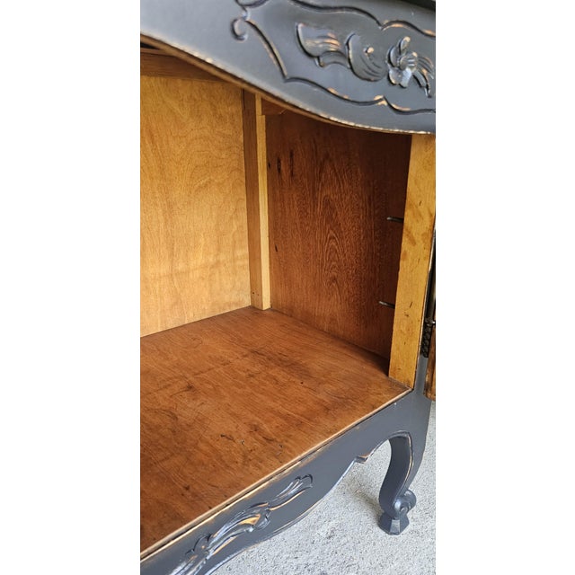 Black 1920s Wardrobe Cabinet, Armoire, Black Distressed Style, French , Farm House Style For Sale - Image 8 of 17