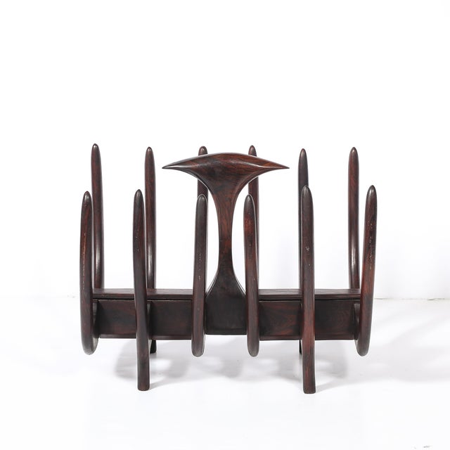 Mid-Century Modernist Sculptural Osseous Form Magazine Stand in Rosewood For Sale In New York - Image 6 of 18