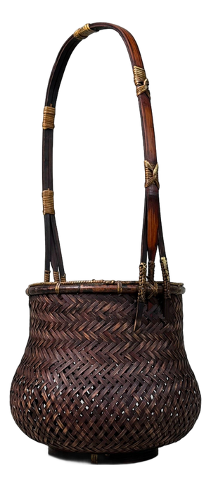 Japanese Bamboo Hanakago Ikebana Basket, 1940s