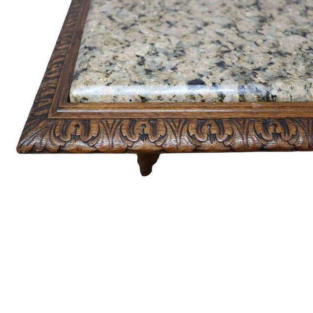 Wood Antique Baroque Style Figural Cherub Carved Walnut Marble Top Table C1900 For Sale - Image 7 of 11