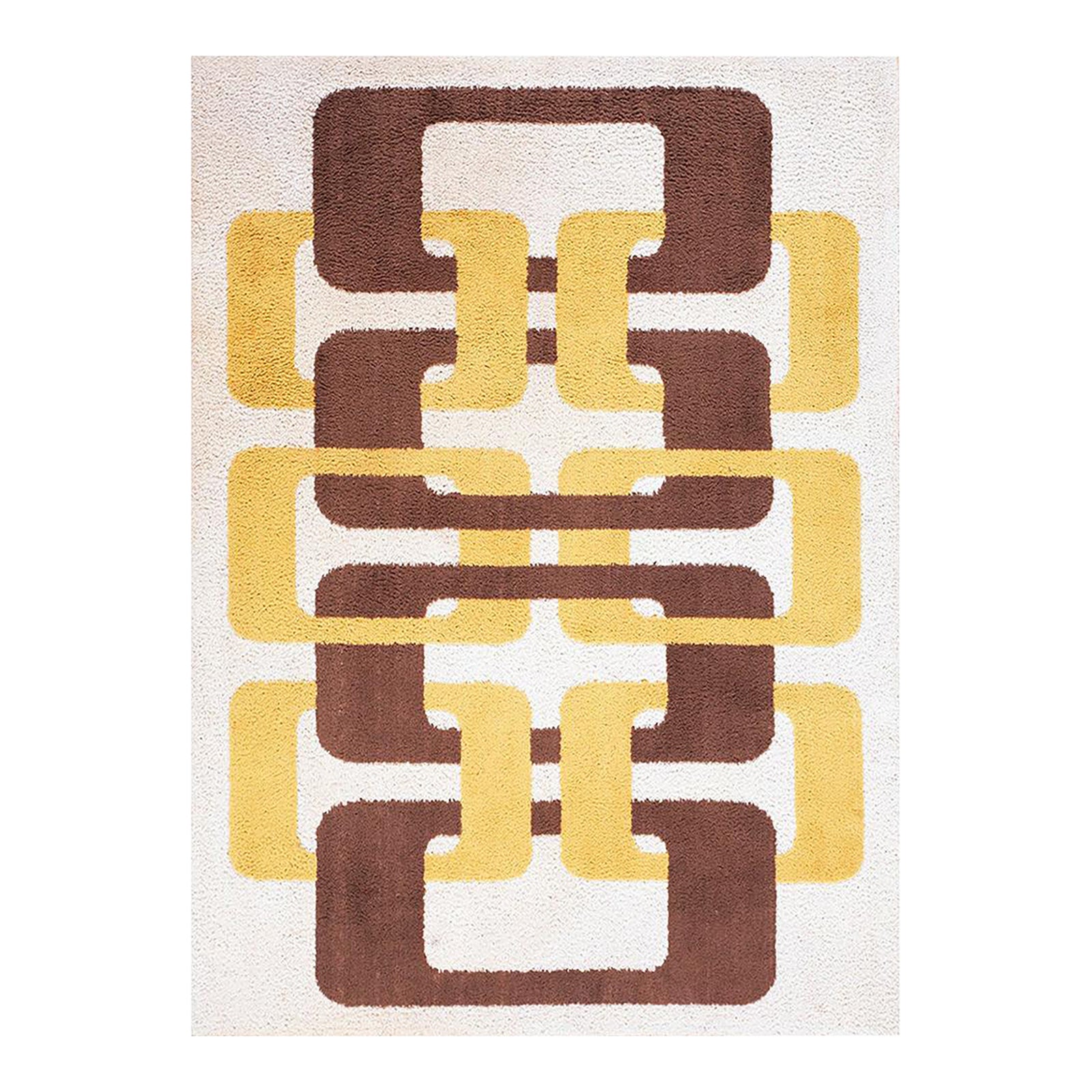 1960s Multicolor Geometric Modern Vintage Danish Art Modern Rug 5' 7