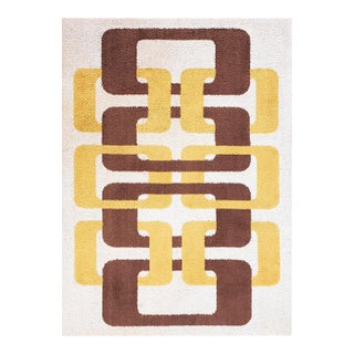 1960s Multicolor Geometric Modern Vintage Danish Art Modern Rug 5' 7"x 7' 9" Knotted Wool Carpet For Sale